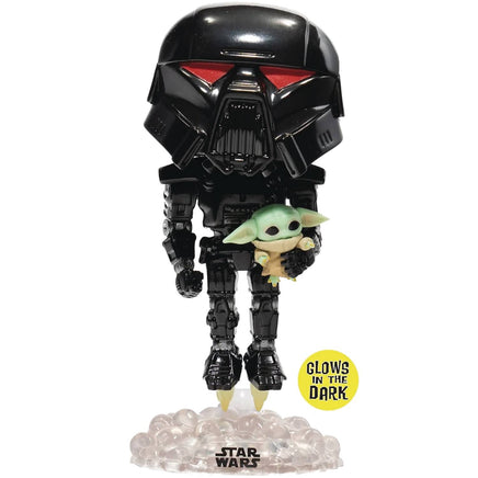 The Mandalorian Dark Trooper with Grogu Glow-in-The-Dark Vinyl Figure Exclusive - Up-to-the-minute @upttm.com