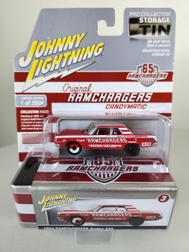 1:64 1964 Ramcharger Dodge 330, Red with White Stripes and Storage Tin by Johnny Lightning