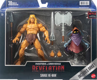 Masters of the Universe Masterverse Revelation Savage He-Man Action Figure with 30+ Articulated Joints, 3 Weapons, Harness & Orko Figure with ‘Floating’ Base, 7-inch Motu Collectible Gift