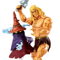 Masters of the Universe Masterverse Revelation Savage He-Man Action Figure with 30+ Articulated Joints, 3 Weapons, Harness & Orko Figure with ‘Floating’ Base, 7-inch Motu Collectible Gift