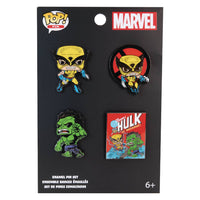 Loungefly Marvel: Wolverine 50th Anniversary - The Incredible Hulk and The Wolverine 4-Piece Pin Set