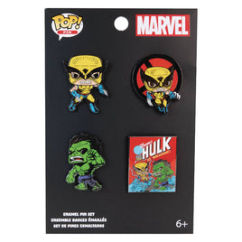 Loungefly Marvel: Wolverine 50th Anniversary - The Incredible Hulk and The Wolverine 4-Piece Pin Set