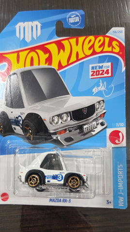 Hot Wheels Mazda RX-3 (Tooned) - HW J-Imports 7/10 (2024) #156/250 - White Mad Mike TROBUL